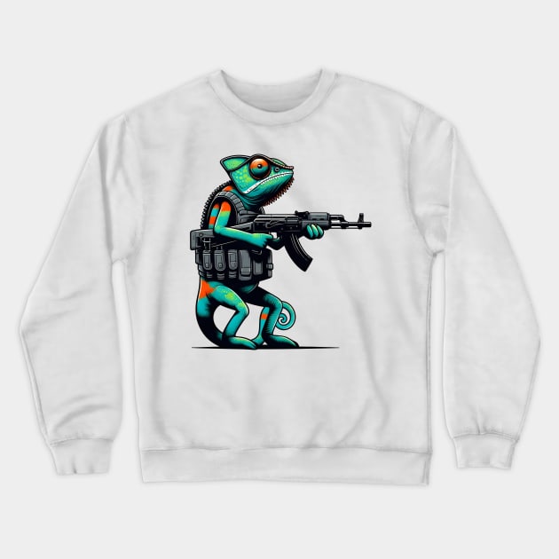 Tactical Cameleon Mastery Tee: Where Style Meets Stealth Crewneck Sweatshirt by Rawlifegraphic